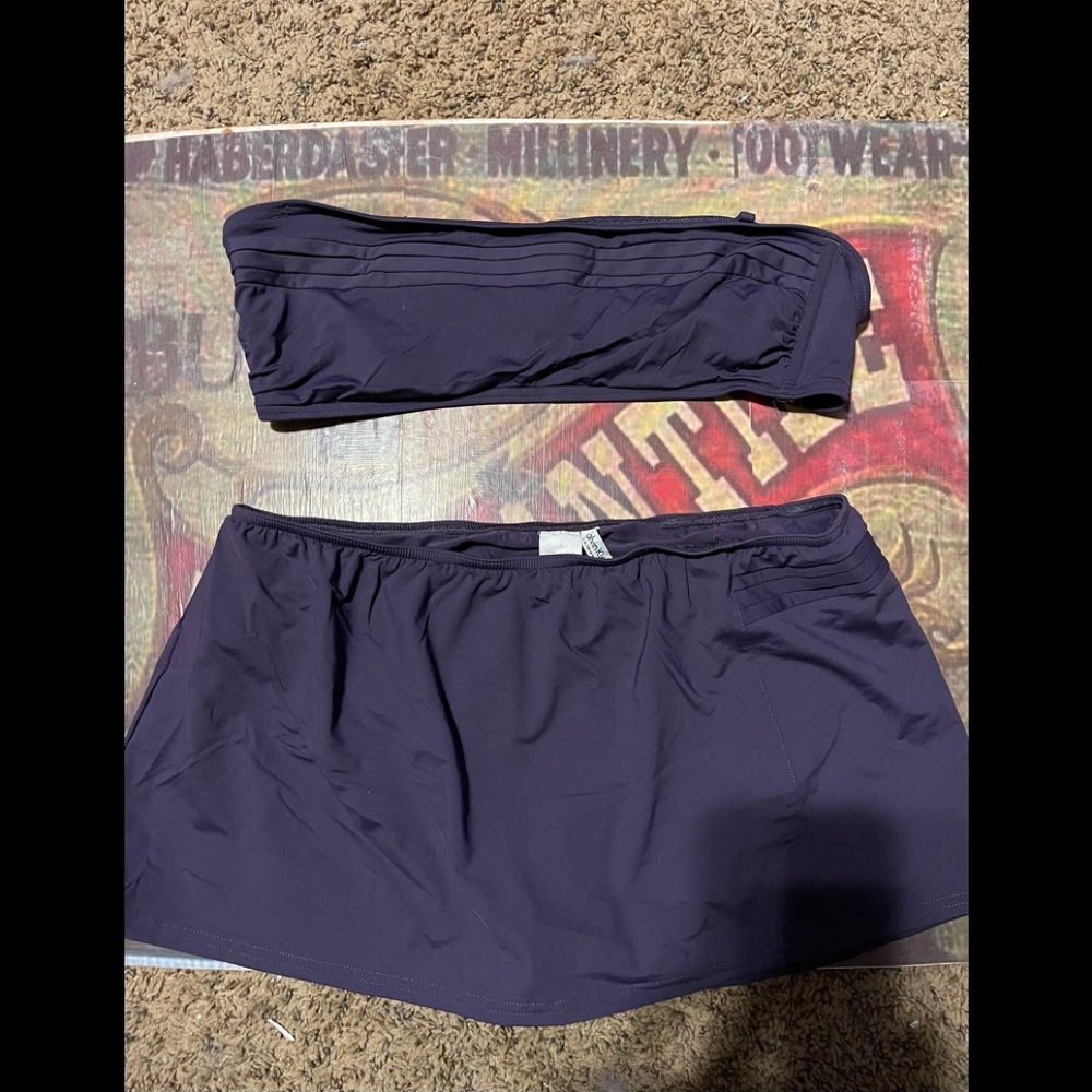 Calvin Klein Purple Swimsuit Size 12 ladies Skirt and top excellent condition